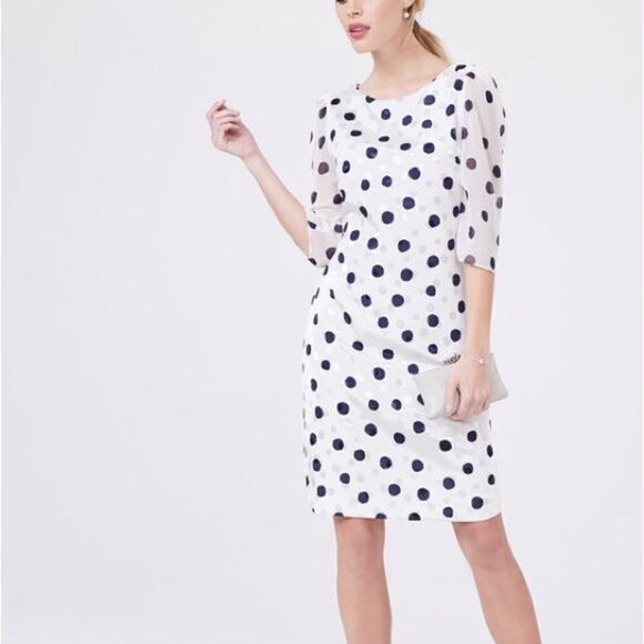 Karl Lagerfeld Polka Dot Print ¾ Sleeve Sheath Dress - Picture 1 of 11